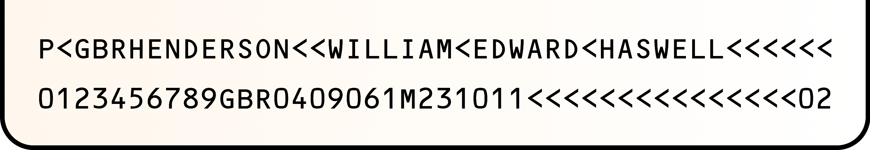 The machine-readable zone of a passport